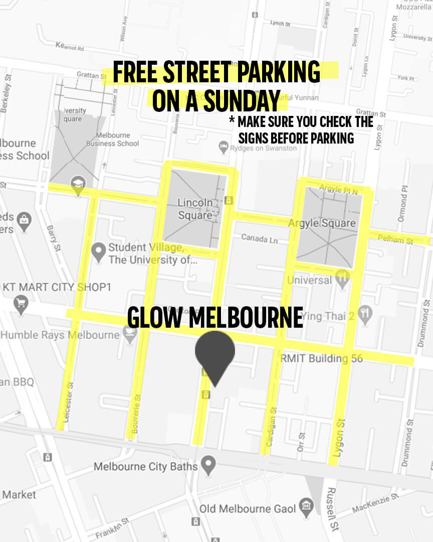 Glow Church Melbourne Parking Map
